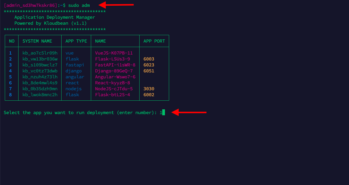 Demonstration on building and deploying app using adm.